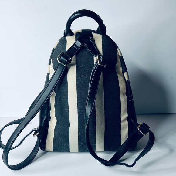 Tommy‎ Hilfiger Striped Canvas Backpack Navy White Trim Y2K Retro Streetwear - Picture 6 of 9
